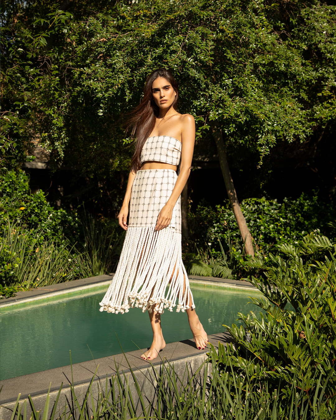 Chess Skirt Beige With Squares
