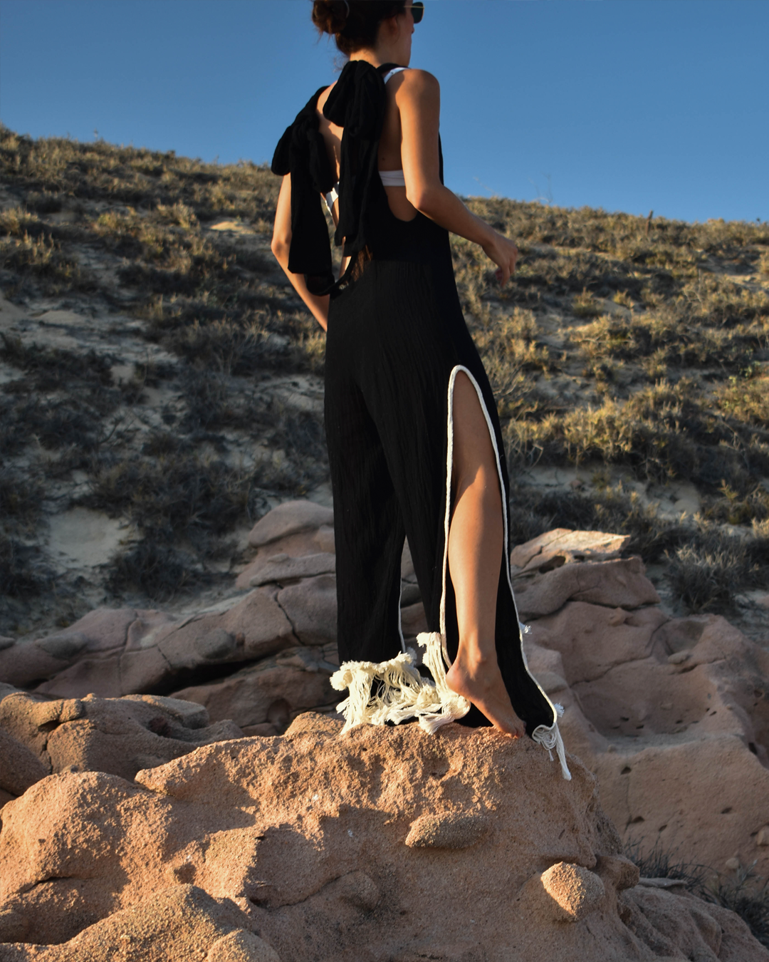 Cass Jumpsuit With Fringes Black